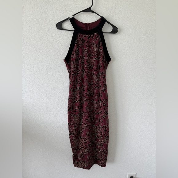 Elegant Black and maroon Patterned Women's Dress - Picture 1 of 11